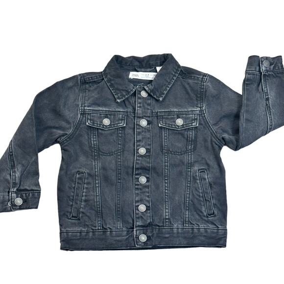 Zara Kids Black Denim Jacket 3-4y - Picture 1 of 5